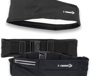 E Tronic Edge Running Belt & Headband – Workout Headbands for Men & Women w/ Flip Belt for 22-46 inch Waist – Head Band & Unisex Phone Holder Compatible w/ iPhone & Android – Fanny Pack Money Belts w/