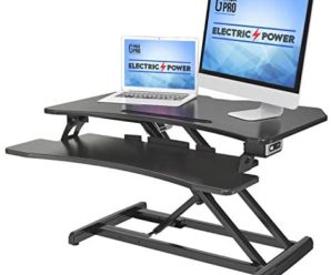 G-Pack Pro 34B Electric Standing Desk with Dual Computer Monitor Support, Adjustable Sit to Stand Desktop with Tablet Tray Slot, Cable Management, and Keyboard Tray