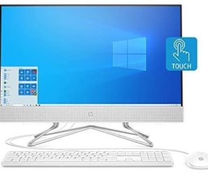 HP 24-inch All-in-One Touchscreen Desktop Computer, AMD Athlon Silver 3050U Processor, 4 GB RAM, 256 GB SSD, Windows 10 Home (24-df0030, White), Snow White (Renewed)