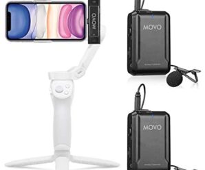 Movo Edge-DI-Duo Wireless Lavalier for iPhone – Perfect Compact Lav Mic for Smartphone Gimbal Stabilizer – Great for Vlogging, Filming, Teachers, and More – Compatible with DJI Osmo OM 4