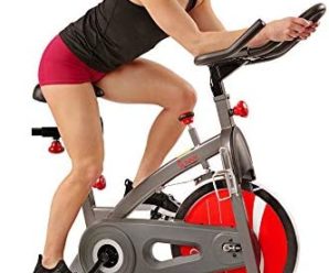 Sunny Health & Fitness Indoor Cycling Exercise Bike with LCD Monitor, 40 lb chrome Flywheel, 265 lb Max Weight – SF-B1423/C