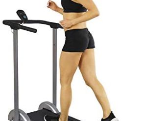 Sunny Health & Fitness SF-T1407M Manual Walking Treadmill with LCD Display, Compact Folding, Portability Wheels and 220 LB Max Weight