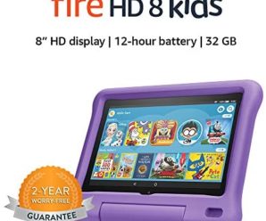 Fire HD 8 Kids tablet, 8″ HD display, ages 3-7, 32 GB, Purple Kid-Proof Case