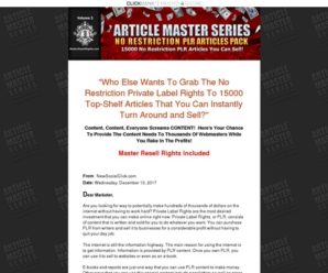 Article Master Series :: 15000 No Restriction PLR Articles Pack