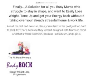 Mum’s ‘bodyback’ Weight Loss Plan