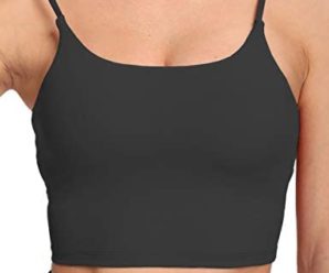 HHUQ Women’s Longline Sports Bra Wirefree Padded Medium Support Yoga Bras for Running Workout Tank Tops