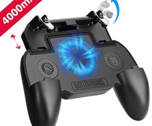 Mobile Game Controller with 4000mAh Power Bank and Cooling Fan, PUBG Mobile Controller Gamepad L1 R1 Aim and Shoot Trigger, Joystick Remote Grip for 4.7-6.5″ iPhone Android iOS Phone Accessories