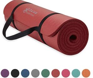 Gaiam Essentials Thick Yoga Mat Fitness & Exercise Mat with Easy-Cinch Yoga Mat Carrier Strap, 72″L x 24″W x 2/5 Inch Thick