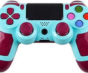 ZFY PS4 Game Controller for PS4, Bluetooth Wireless Gamepad Compatible with PS-4/Slim/Pro/PC/Android，High Sensitivity Game Joystick with Speaker and Touch Panel, USB Cable – Blue