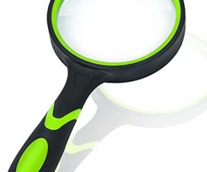 Wapodeai Shatterproof Magnifying Glass 4X Handheld Reading Magnifier for Seniors & Kids, 75mm Large Magnifying Lens with Non-Slip Rubber Handle for Reading and Hobbies