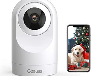 WiFi Camera Indoor, Goowls Home Security Pet Dog PTZ 2.4GHz 1080P Wired IP Camera for Baby/Pet/Nanny Monitor Night Vision Motion Detection Two-Way Audio Works with Alexa