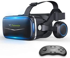 Pansonite VR Headset with Remote Control, 3D Glasses Virtual Reality Headset for VR Games & 3D Movies, Eye Care System for iPhone and Android Smartphones