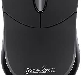 Perixx PERIMICE-802B Wireless Bluetooth Mouse – Portable Design for Windows, iOS, and Android Tablet – Black Rubber Black