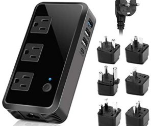 2300W Voltage Converter 220V to 110V Universal Travel Adapter/Power Converte with 3 USB Ports 3 AC Outlets 1 Type-C in EU/UK/AU/US/IT/South Africa More Than 150 Countries Over The World