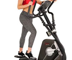 Sunny Health & Fitness Magnetic Elliptical Trainer Machine w/Device Holder, LCD Monitor, 265 LB Max Weight and Pulse Monitoring – Circuit Zone, Black (SF-E3862)