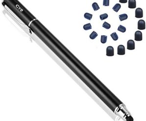 Bargains Depot 2-in-1 Stylus Touch Screen Pen for iPhone, Ipad, iPod, Tablet, Galaxy and More with 20Pcs Rubber Tips (Black)