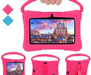 Kids Tablet, Veidoo 7 inch Android Tablet PC, 1GB RAM 16GB ROM, Safety Eye Protection Screen, WiFi, Bluetooth, Dual Camera, Educationl, Games, Parental Control APP, Tablet with Silicone Case (Pink)