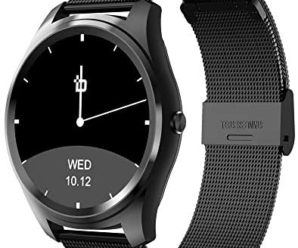 Bean Information Technology Fusion Smart Watch for Apple/Android Phones, Black with Stainless Strap