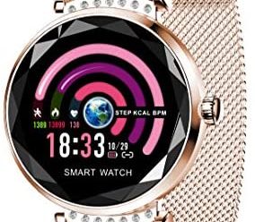 Smart Watch for Women, Fitness Tracker with Heart Rate Blood Pressure Waterproof,Activity Tracker Compatible for iOS Android iPhone Samsung Phones. Best Gift (Rose Gold)