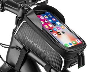 Bike Phone Front Frame Bag Bicycle Bag Waterproof Bike Phone Mount Top Tube Bag Bike Phone Case Holder Accessories Cycling Pouch Compatible with iPhone 11 XS Max XR Fit 6.5”