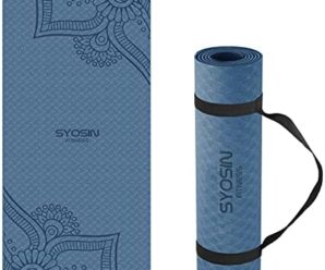 SYOSIN Yoga Mat Non Slip, Pilates Fitness Mats with Alignment Marks, Eco Friendly, Anti-Tear Yoga Mats for Women, Exercise Mats for Home Workout with Carrying Strap