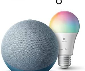 Echo (4th Gen) | With premium sound, smart home hub, and Alexa | Twilight Blue with Sengled Bluetooth Color bulb