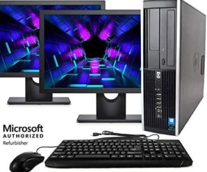 Desktop Computer Package Compatible with HP Elite 8100, Intel Core i5 3.2-GHz, 8 gb RAM, 500 GB HDD, Dual 19″ LCD, DVD, Keyboard, Mouse, WiFi, Windows 10 Home (Renewed)