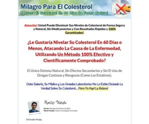 Milagro Para El Colesterol. Tratamiento Natural. 90% Comisión.