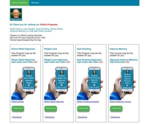 Online Programs – Quit Smoking, Lose Weight, Stress Relief, Improve Memory and more.