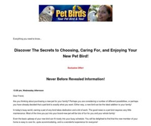 Discover The Secrets to Choosing, Caring For, and Enjoying Your New Pet Bird! – Pet Bird eBook