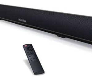 Sound Bar, 100Watt Bestisan Soundbar for TV, Wired & Wireless Bluetooth 5.0 Sound Bar(40 Inch, 6 Drivers, 105dB, Optical Cable Included, Remote Control, Bass Adjustable and Wall Mountable)