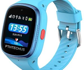 PTHTECHUS 4G Watch Phone for Children – Kids Smart Watch with WiFi, Dail, Voice Messages & Video Calls, GPS Location, Students School Mode, SOS Function, Camera and Pedometer