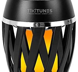 TikiTunes Portable Bluetooth 5.0 Indoor/Outdoor Wireless Speakers, LED Torch Atmospheric Lighting Effect, 5-Watt Audio USB Speakers, 2000 mAh Battery for iPhone/iPad/Android (Set of 2)