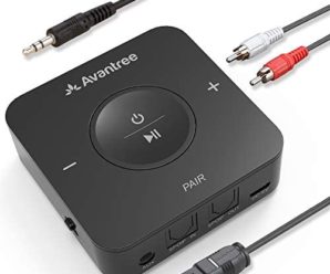 Avantree TC417 Bluetooth Transmitter Receiver for TV, Optical Digital Toslink, Volume Control for 3.5mm AUX, RCA, 20H Playtime, aptX Low Latency Wireless Audio Adapter for Headphones, Home Stereo