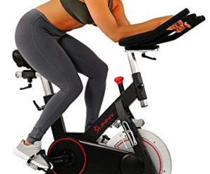 Sunny Health & Fitness Magnetic Belt Drive Indoor Cycling Bike with 44 lb Flywheel and Large Device Holder, Black, Model Number: SF-B1805