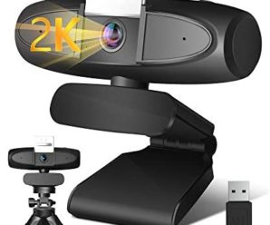 Webcam with Microphone, 2K Streaming USB Computer Camera with 4X Zoom Privacy Cover Pan-Tilt Tripod &110° Wide Angel for PC Conferencing/Calling/Gaming, Laptop/Desktop Mac, Skype/YouTube/Zoom/Facetime