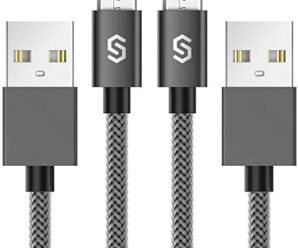 Micro USB Cable Android Charger – Syncwire [2-Pack 3.3ft] Super-Durable Nylon Braided Fast Sync&Charging Cord for Samsung Galaxy S7 Edge/S7/S6, HTC, LG, Sony, Xbox One, PS4 & More – Space Grey