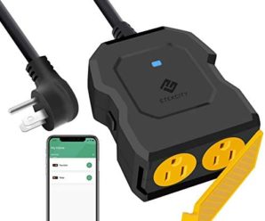 Etekcity ESO15-TB Outdoor Smart Plug WiFi Outlet with 2 Sockets, Works with Alexa & Google Home, Wireless Remote Control, Energy Monitoring & Timer Function, Waterproof, FCC and ETL Listed, Black