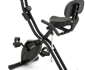 Lanos Folding Exercise Bike with 10-Level Adjustable Magnetic Resistance | Upright and Recumbent Foldable Stationary Bike is The Perfect Workout Bike for Home Use for Men, Women, and Seniors