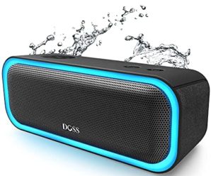 Bluetooth Speakers, DOSS SoundBox Pro Portable Wireless Bluetooth Speaker with 20W Stereo Sound, Active Extra Bass, IPX5 Waterproof, Wireless Stereo Pairing, Multi-Colors Lights, 20Hrs Playtime -Black