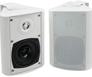 Herdio 4 Inches Outdoor Bluetooth Speakers Waterproof Patio Deck Wall Mount Speakers （White）