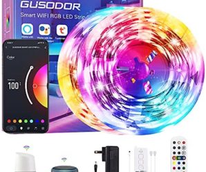 Gusodor Smart WiFi Led Light Strips 65.6ft Led Lights Work with Alexa and Google Assistant Led Lights for Bedroom Music Sync Led Strip Lights Color Change Bluetooth App Remote Control for Home Party