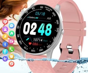 Peakfun Smart Watch with Heart Rate Blood Pressure Monitor IP67 Waterproof Bluetooth Smartwatch Smart Sports Activity Tracker Watch for Men Women Kids Android iOS Phones Pink