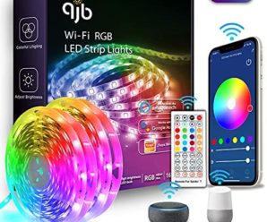 QJB Alexa LED Strip Lights 65.6ft – Smart WiFi LED Strip Lights Works with Alexa Google Assistant, Music Sync RGB Color Changing Light for Bedroom,Living Room, Kitchen