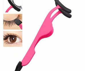 3 Pieces False Eyelashes Applicator Tool, VMAE Eyelash Extension Tweezers Application and Remover Clip Rubber Protect Lightweight Plastic Nipper Tools for Women Girls, Pink