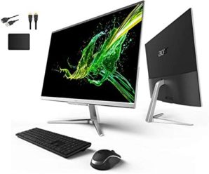 ACER Aspire 27″ FHD Premium All-in-One Computer Bundle Woov Accessory | Intel Quad Core i5-1035G1 | NVIDIA GeForce MX130 | 16GB RAM | 512GB SSD | WiFi | HDMI | Wireless Mouse & Keyboard | Windows 10