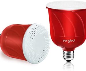 Sengled Pulse LED Smart Bulb with JBL Bluetooth Speaker, App Controlled Up to 8 BR30 LED Light Bulbs with Starter Kit, E26 Base, Compatible with Amazon Alexa, Candy Apple Red, 2 Pack