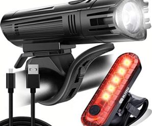 BLITZU Gator 450 Lumens Bike Lights Front and Back Set, Headlight and Tail Rear Light, USB Rechargeable Bicycle Lamp, Waterproof, LED Safety Flashlight Cycling Accessories, Fits Adult Kids MTB Helmet