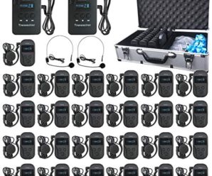 EXMAX EXD-101 2.4GHz Wireless Tour Guide/Monitoring Audio System with Charging Case for Tour Guide,Tourism,Conference,Training,Church(2 Transmitters 25 Receivers with 32-slot Charging Case)