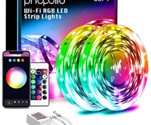 PHOPOLLO Smart WiFi 50ft Led Lights for Bedroom Sync with Music, Led Strip Lights Compatible with Alexa and Google Home